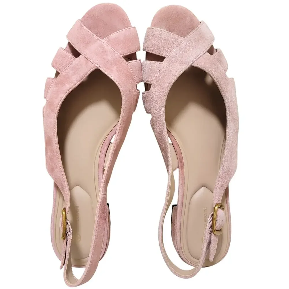 Giani Bernini Essie Slingback Fisherman Sandals Size US 9.5M Blush Pink Suede